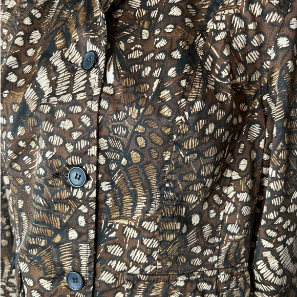 Chico's Women's Jacket Chico Size 1 US Small in Brown and Cream Abstract Print - Picture 2 of 5